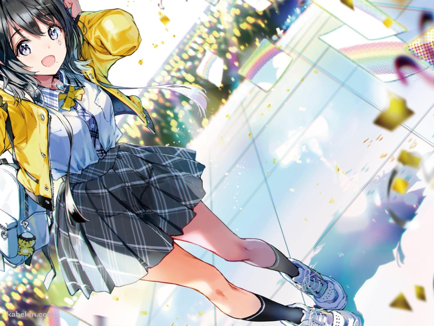 黄色いジャケットを着た笑顔の雨ヶ崎笑虹(あまがさきえこ) / 最強バーチャルタレントオーディション〜極〜 / バーチャルYouTuber / Vtuberの壁紙(1400px x 1050px) 高画質 PC・デスクトップ用