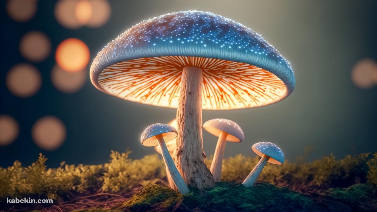 発光するキノコの壁紙(1242px x 698px) 高画質 PC・デスクトップ用