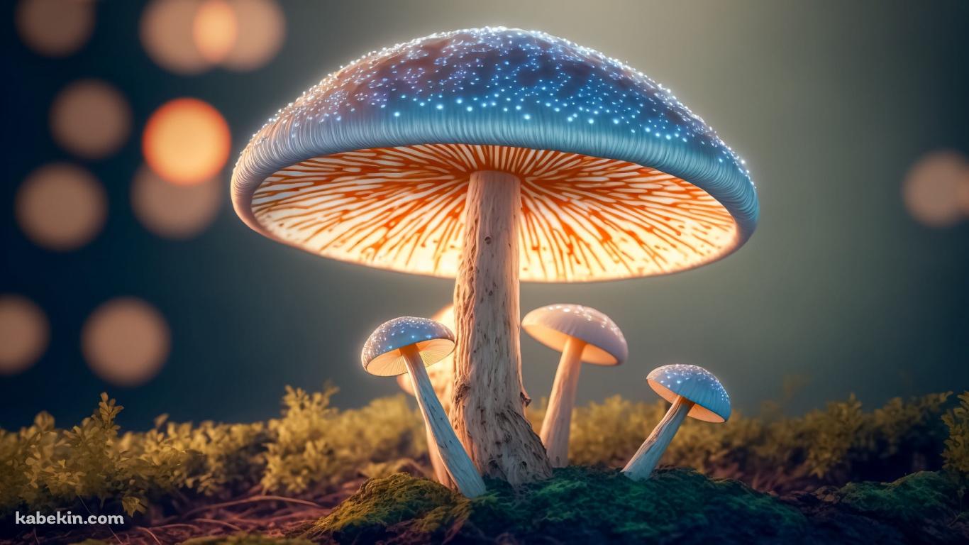 発光するキノコの壁紙(1366px x 768px) 高画質 PC・デスクトップ用