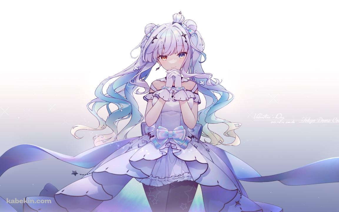 薄紫のドレスを着た可愛い神楽めあ / オッドアイ / バーチャルYouTuber / Vtuberの壁紙(1152px x 720px) 高画質 PC・デスクトップ用