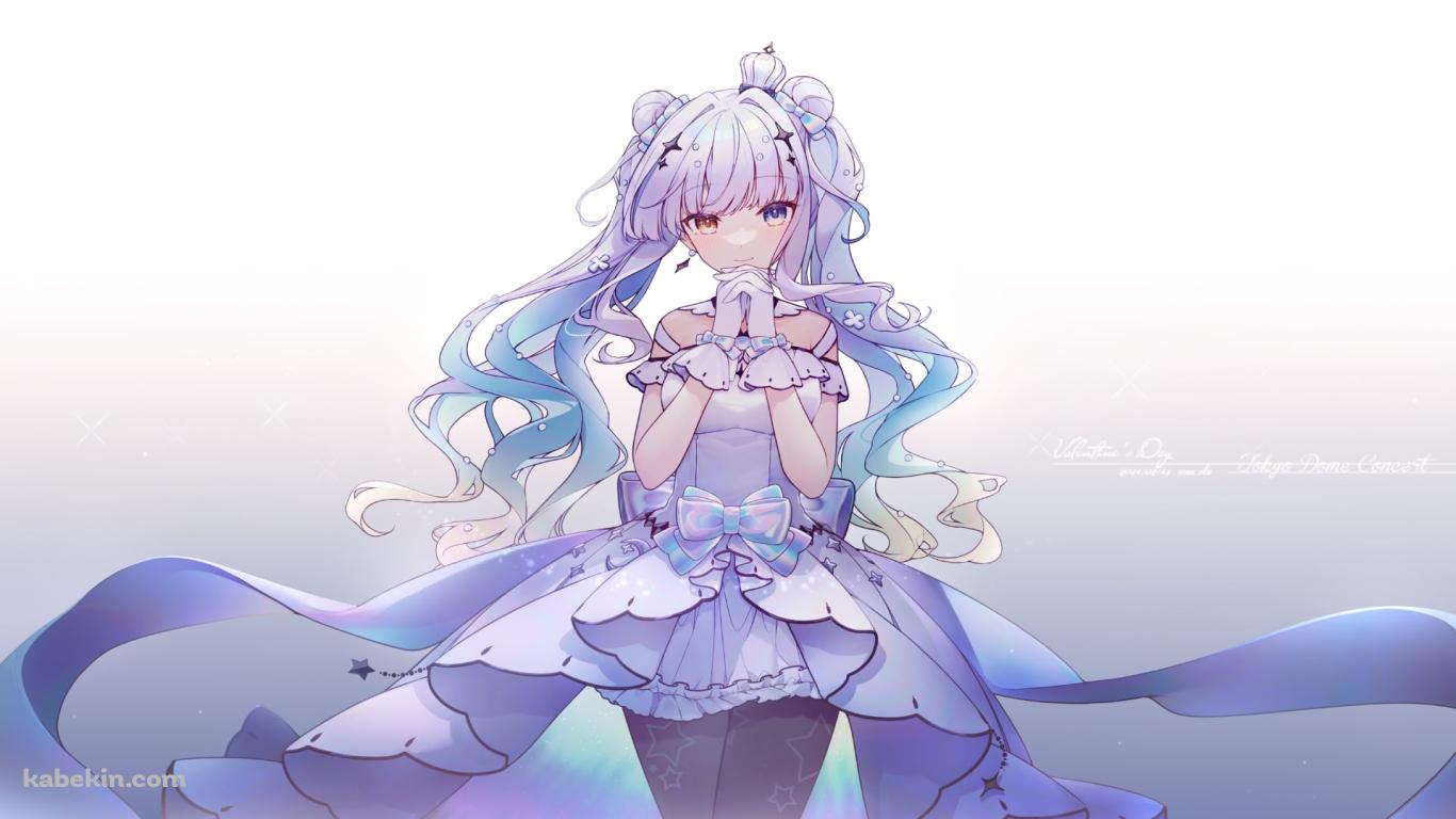 薄紫のドレスを着た可愛い神楽めあ / オッドアイ / バーチャルYouTuber / Vtuberの壁紙(1366px x 768px) 高画質 PC・デスクトップ用