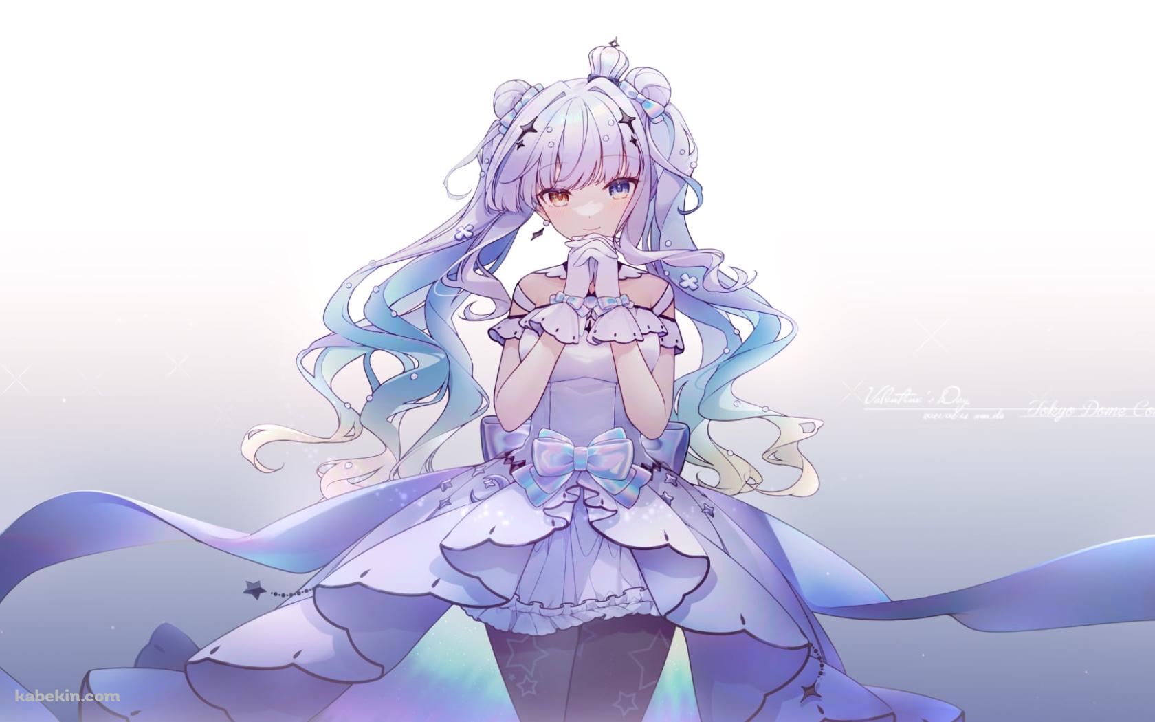 薄紫のドレスを着た可愛い神楽めあ / オッドアイ / バーチャルYouTuber / Vtuberの壁紙(1680px x 1050px) 高画質 PC・デスクトップ用