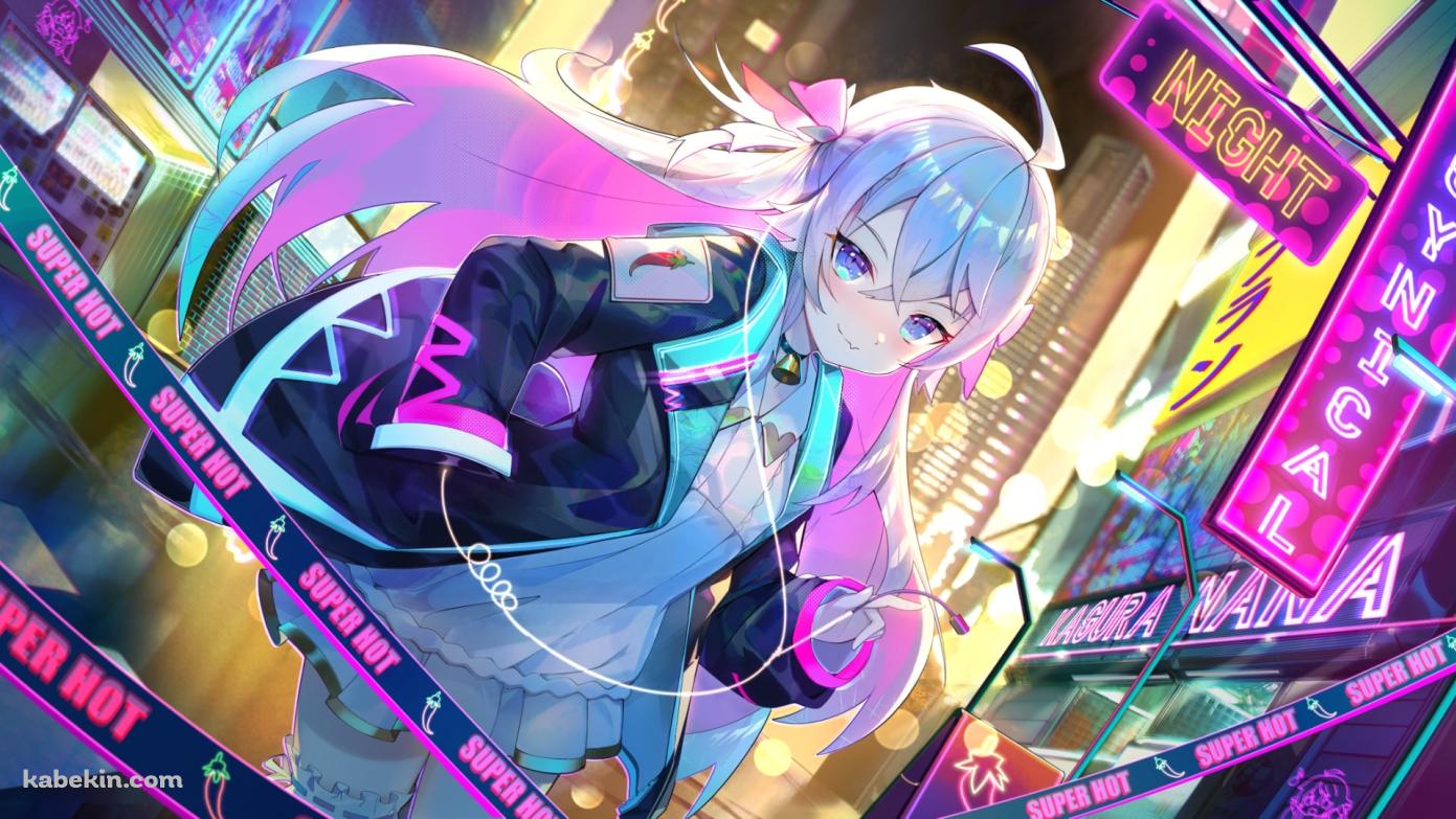 街を徘徊する神楽七奈 / バーチャルYouTuber / Vtuberの壁紙(1391px x 783px) 高画質 PC・デスクトップ用