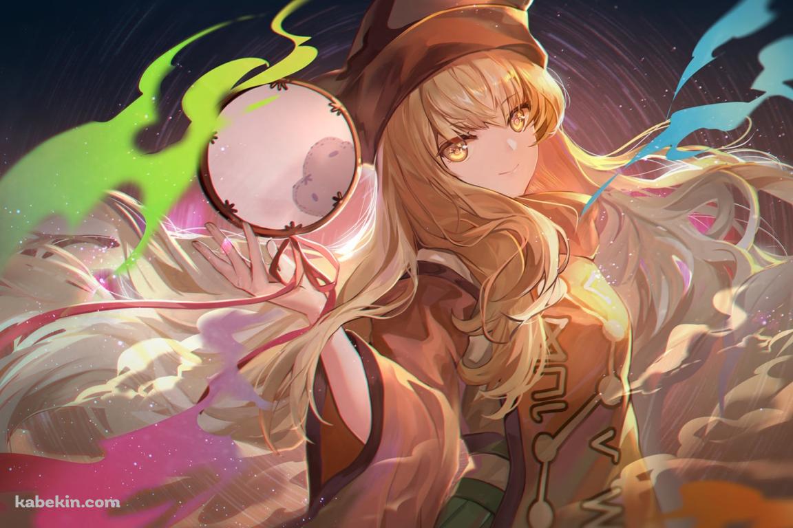 太鼓を持つ可愛い摩多羅隠岐奈（またら おきな） / 東方の壁紙(1152px x 768px) 高画質 PC・デスクトップ用