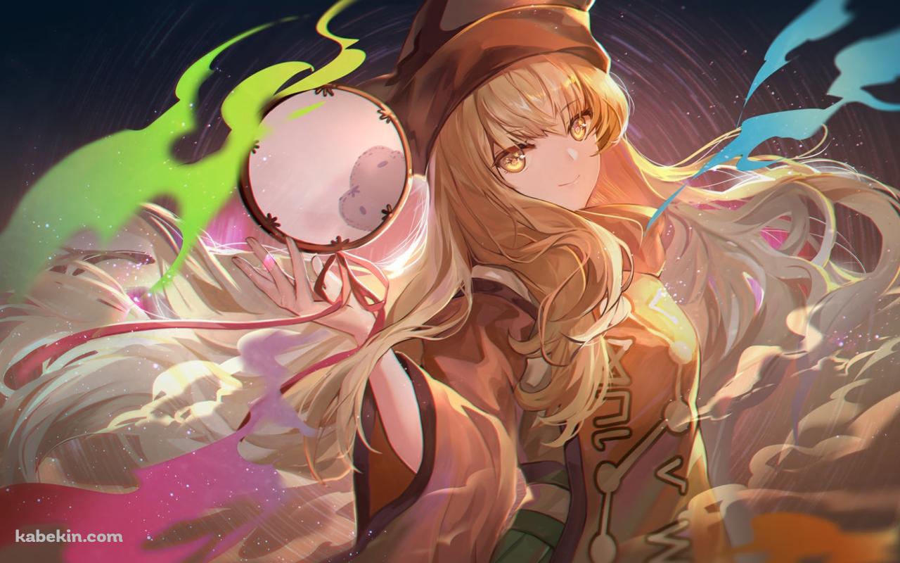 太鼓を持つ可愛い摩多羅隠岐奈（またら おきな） / 東方の壁紙(1280px x 800px) 高画質 PC・デスクトップ用