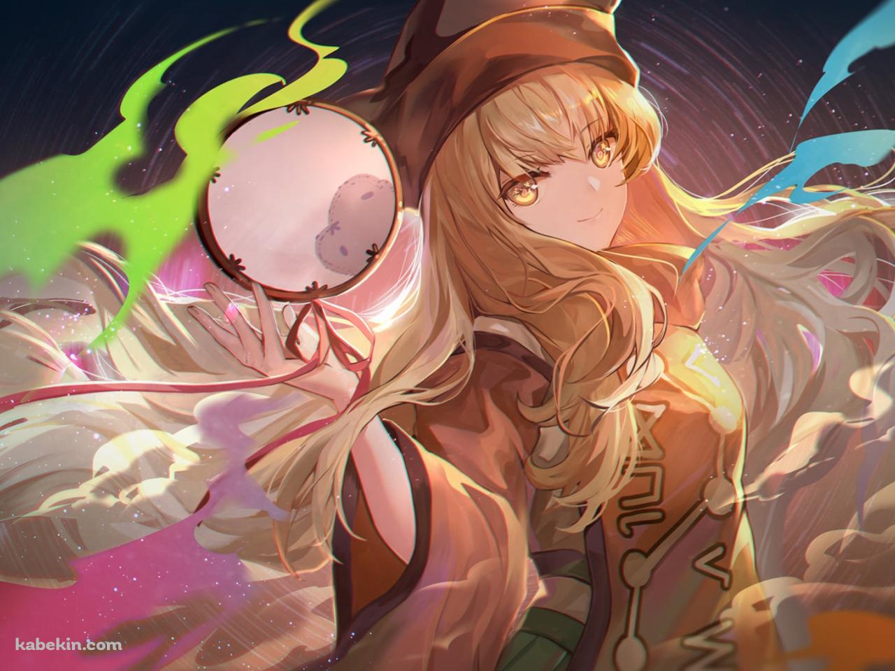 太鼓を持つ可愛い摩多羅隠岐奈（またら おきな） / 東方の壁紙(1280px x 960px) 高画質 PC・デスクトップ用