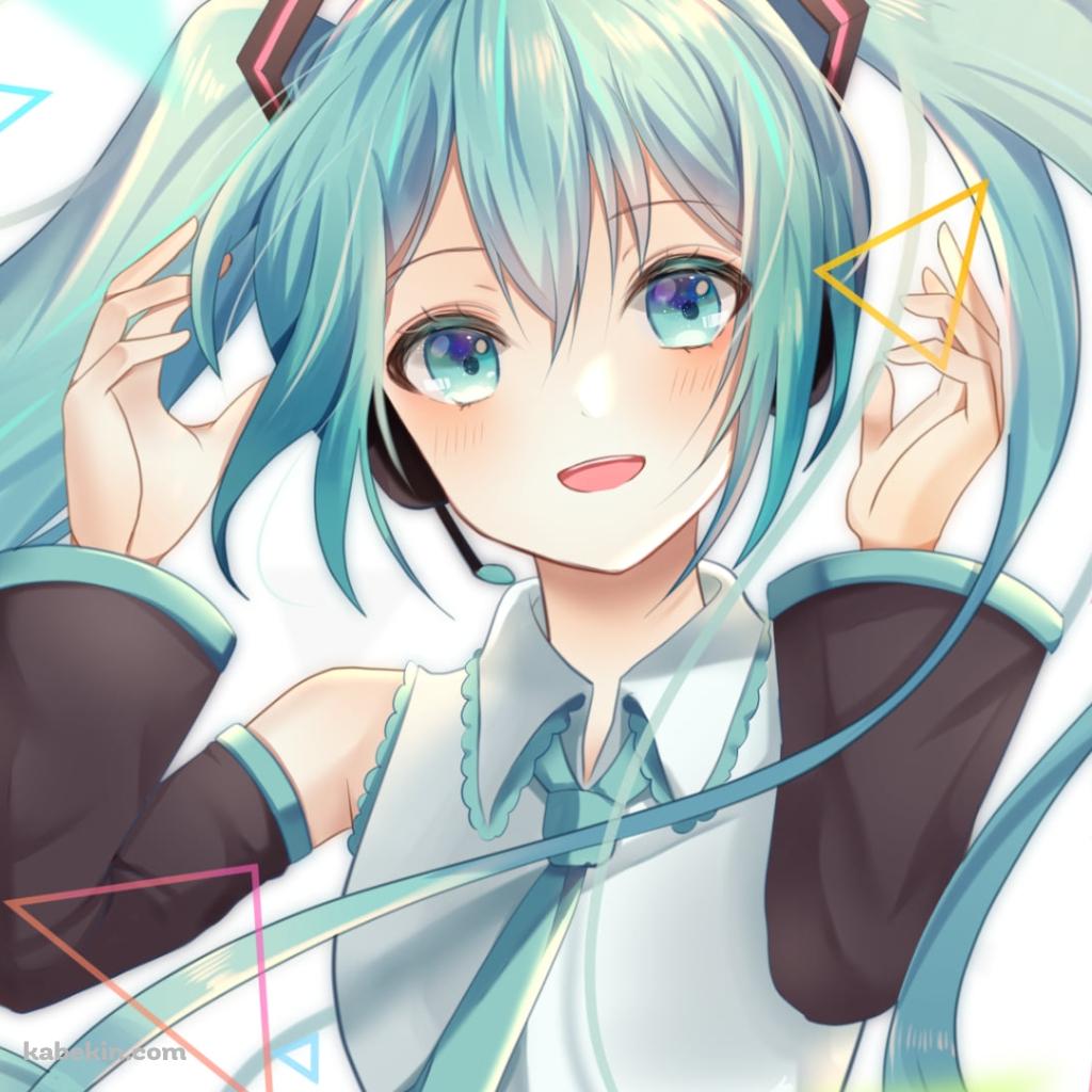 高画質 かわいい 初音 ミク 笑顔 笑顔の初音ミク カラフルな三角