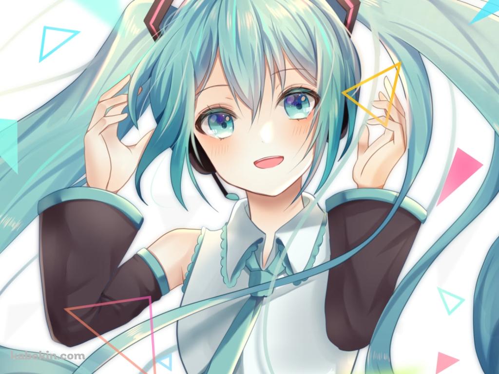 笑顔の初音ミク / カラフルな三角 / ボカロ / ボーカロイドの壁紙(1024px x 768px) 高画質 PC・デスクトップ用