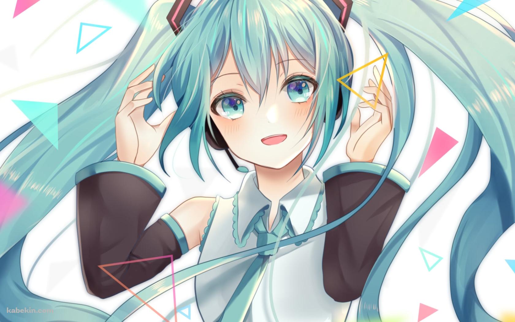 笑顔の初音ミク / カラフルな三角 / ボカロ / ボーカロイドの壁紙(1680px x 1050px) 高画質 PC・デスクトップ用