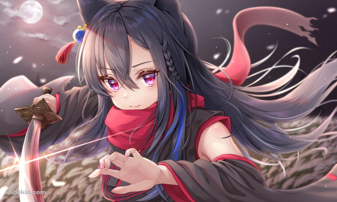 笑顔で剣を構える一ノ瀬うるは / ぶいすぽっ! / バーチャルYouTuber / Vtuberの壁紙(1280px x 768px) 高画質 PC・デスクトップ用
