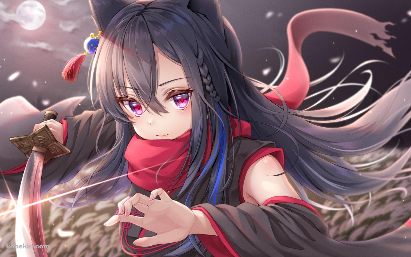 笑顔で剣を構える一ノ瀬うるは / ぶいすぽっ! / バーチャルYouTuber / Vtuberの壁紙(1440px x 900px) 高画質 PC・デスクトップ用