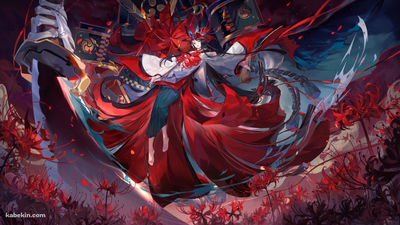 大剣を振るう彼岸花 / 陰陽師の壁紙(1536px x 864px) 高画質 PC・デスクトップ用