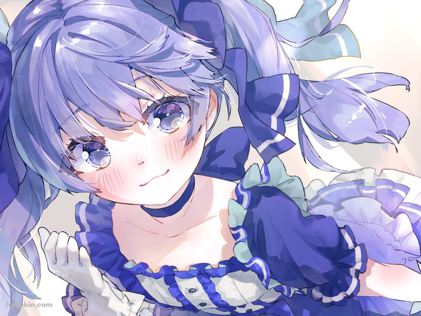 紫のドレスを着た可愛い勇気ちひろ / ホロライブ / バーチャルYouTuber / Vtuberの壁紙(1400px x 1050px) 高画質 PC・デスクトップ用