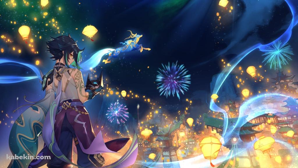 こちらに振り返る魈 / Skybracer / 原神の壁紙(1024px x 576px) 高画質 PC・デスクトップ用