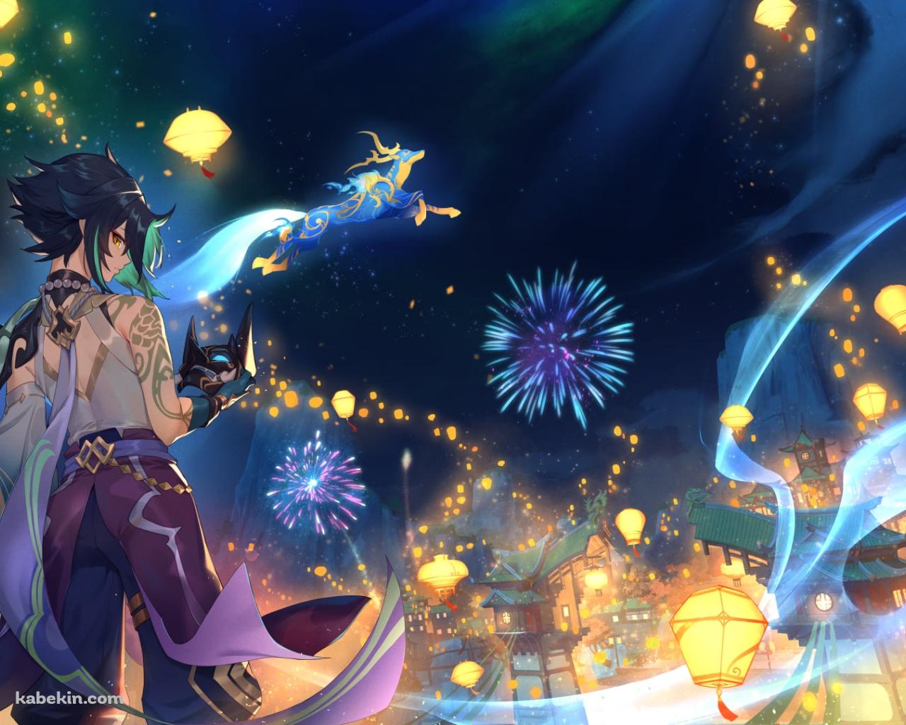 こちらに振り返る魈 / Skybracer / 原神の壁紙(1280px x 1024px) 高画質 PC・デスクトップ用
