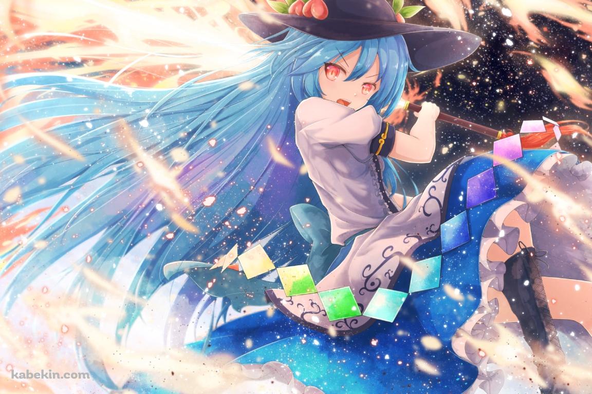 炎の剣を振るう比那名居天子（ひななゐてんし） / てんこ / 東方の壁紙(1152px x 768px) 高画質 PC・デスクトップ用