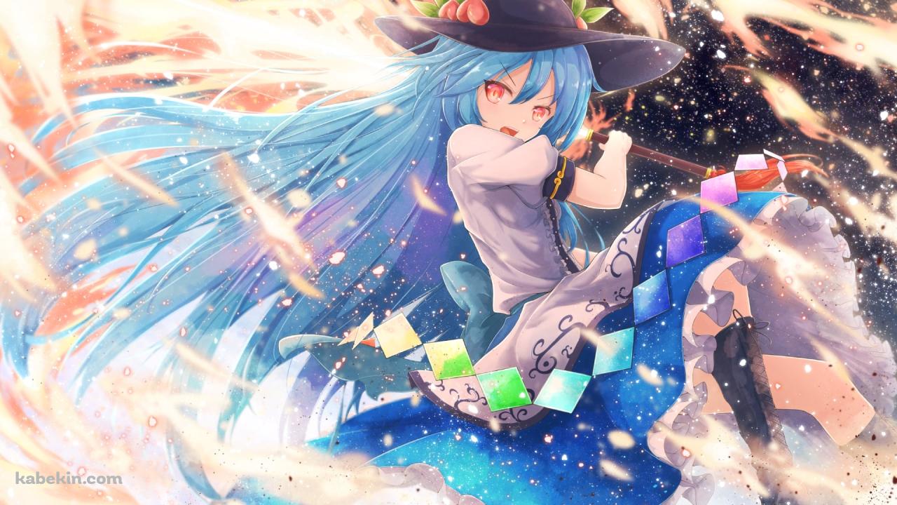 炎の剣を振るう比那名居天子（ひななゐてんし） / てんこ / 東方の壁紙(1280px x 720px) 高画質 PC・デスクトップ用