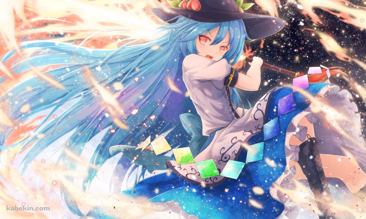 炎の剣を振るう比那名居天子（ひななゐてんし） / てんこ / 東方の壁紙(1280px x 768px) 高画質 PC・デスクトップ用