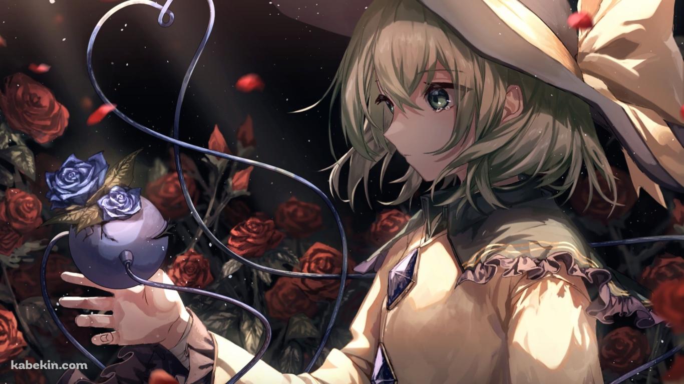 沢山の赤い薔薇と古明地こいし（こめいじ こいし） / 東方の壁紙(1366px x 768px) 高画質 PC・デスクトップ用