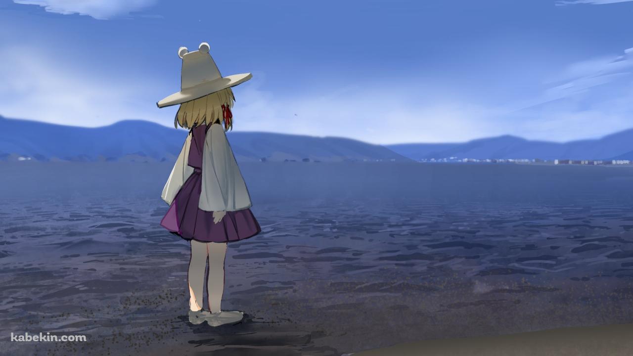 干潟に佇む洩矢諏訪子 (もりやすわこ) / 東方の壁紙(1280px x 720px) 高画質 PC・デスクトップ用