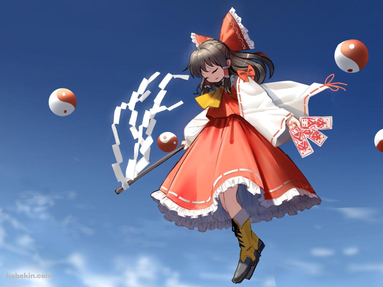 空飛ぶ博麗霊夢 / 東方の壁紙(1280px x 960px) 高画質 PC・デスクトップ用