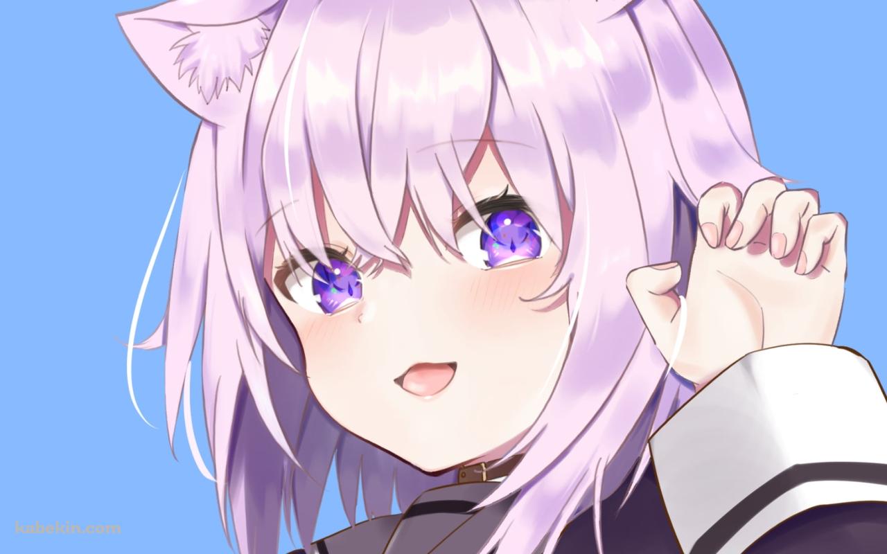 にゃんにゃんポーズをする可愛い猫又おかゆ / ホロライブ / バーチャルYouTuber / Vtuberの壁紙(1280px x 800px) 高画質 PC・デスクトップ用