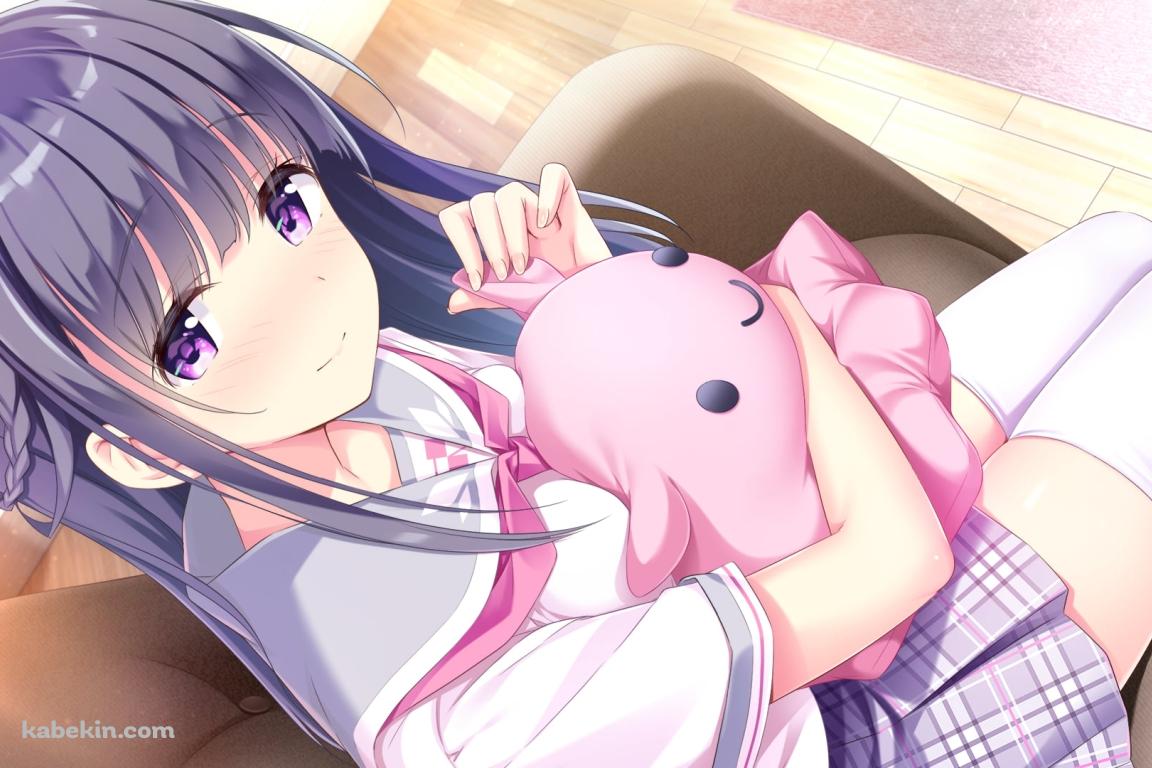 ピンクのぬいぐるみを抱く可愛い坂下唯々菜 / アインシュタインより愛を込めての壁紙(1152px x 768px) 高画質 PC・デスクトップ用