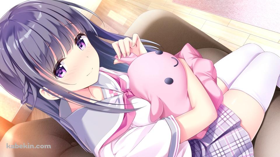 ピンクのぬいぐるみを抱く可愛い坂下唯々菜 / アインシュタインより愛を込めての壁紙(960px x 540px) 高画質 PC・デスクトップ用