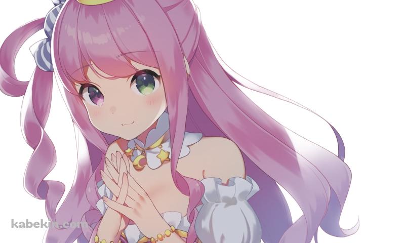 両手を合わせて微笑む可愛い姫森ルーナ / ホロライブ / バーチャルYouTuber / Vtuberの壁紙(800px x 480px) 高画質 PC・デスクトップ用