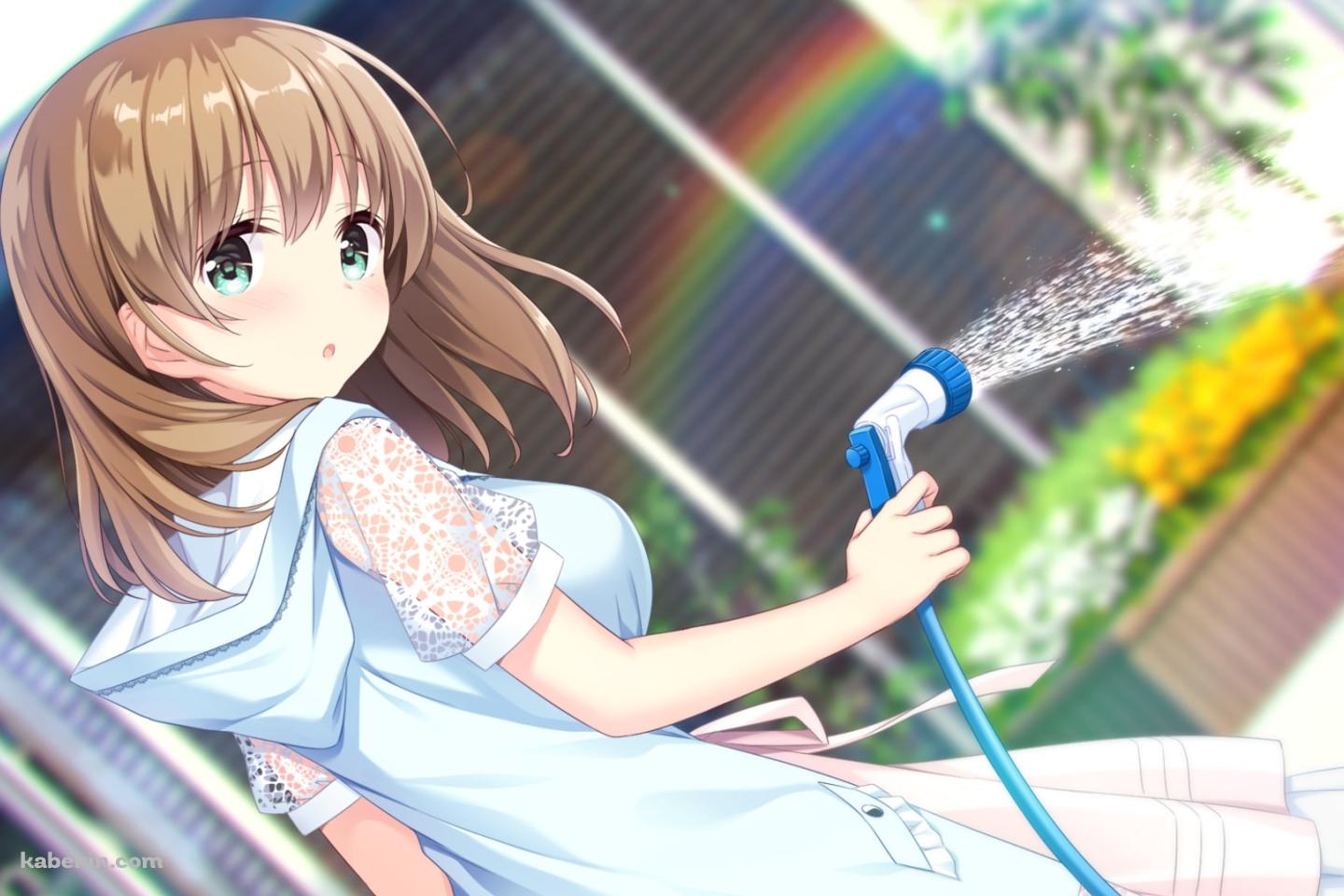 ホースで花に水をやる可愛い新田 忍 / アインシュタインより愛を込めての壁紙(1440px x 960px) 高画質 PC・デスクトップ用