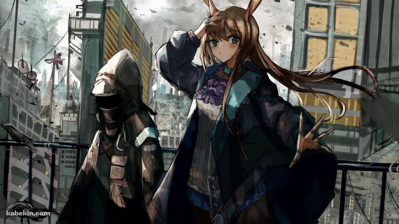 街中に佇むアーミヤとドクター / アークナイツの壁紙(1391px x 783px) 高画質 PC・デスクトップ用