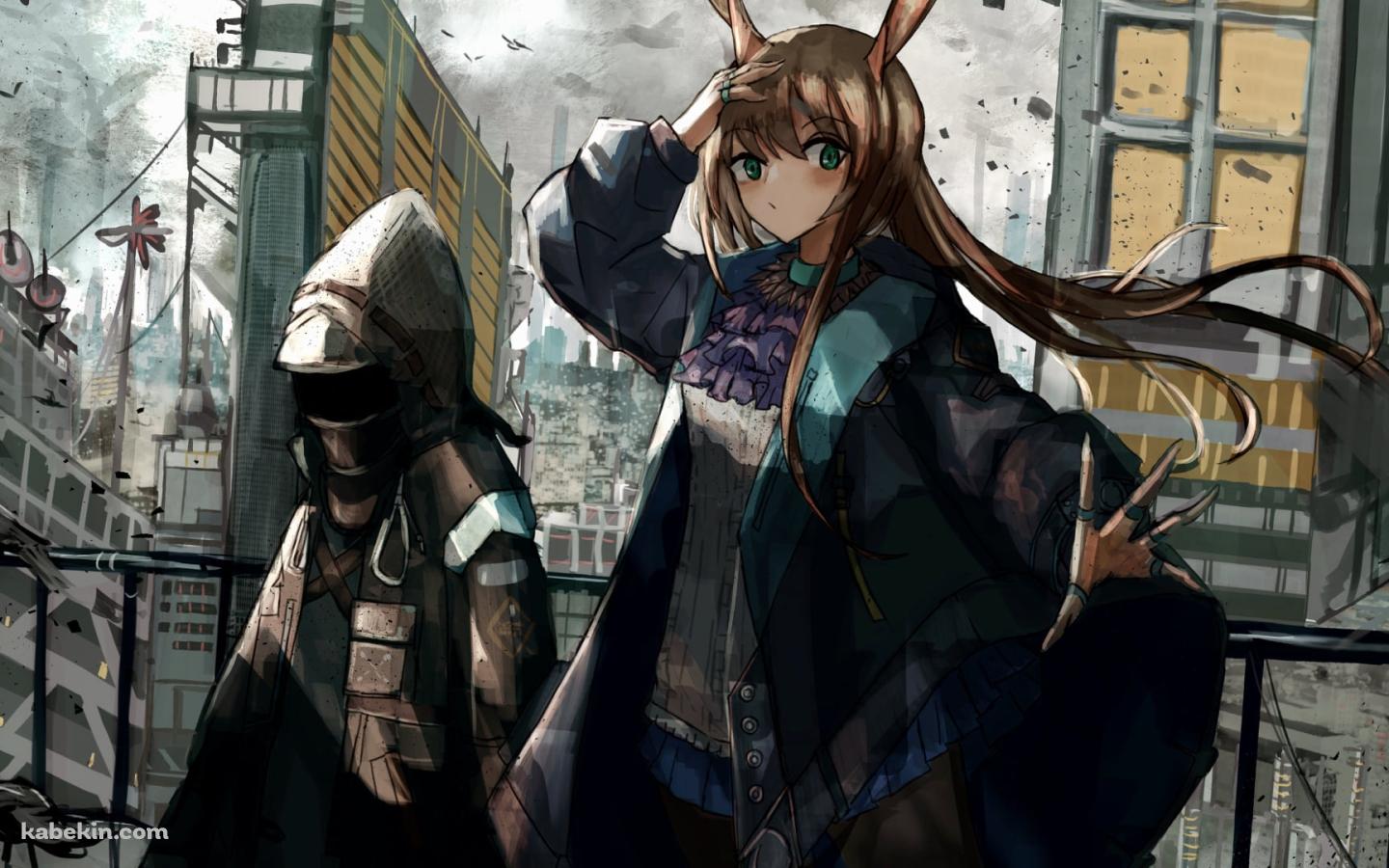 街中に佇むアーミヤとドクター / アークナイツの壁紙(1440px x 900px) 高画質 PC・デスクトップ用