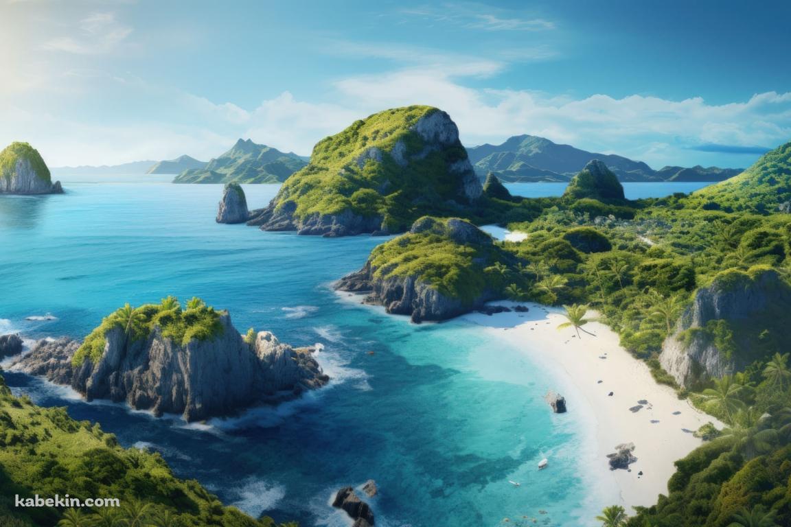 トロピカルなビーチ / 入り組んだ湾 / 夏 / 青空の壁紙(1152px x 768px) 高画質 PC・デスクトップ用