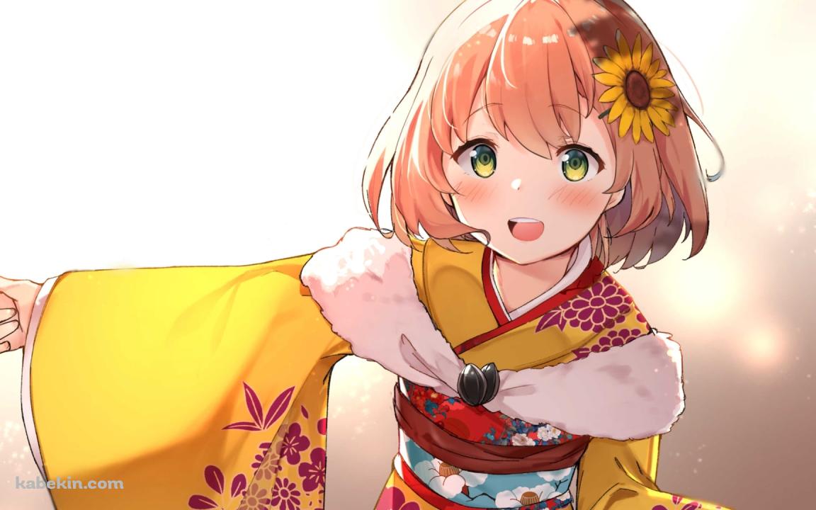 黄色い着物を着た可愛い本間ひまわり / にじさんじ / バーチャルYouTuber / Vtuberの壁紙(1152px x 720px) 高画質 PC・デスクトップ用