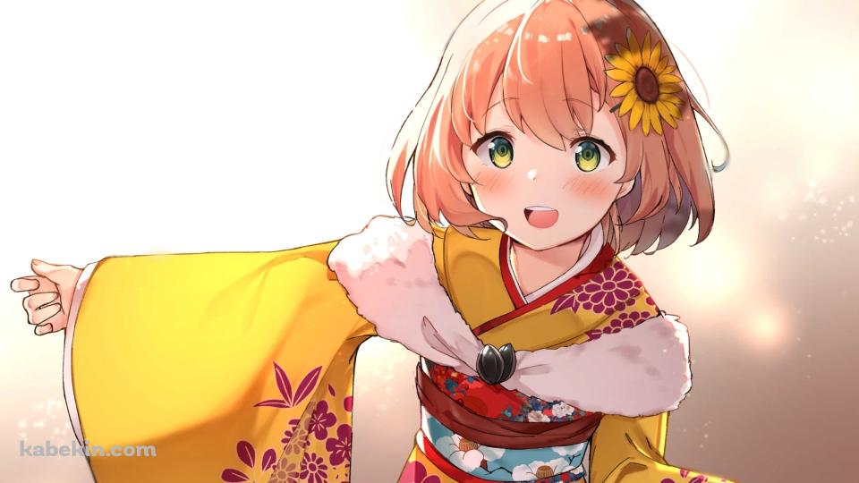 黄色い着物を着た可愛い本間ひまわり / にじさんじ / バーチャルYouTuber / Vtuberの壁紙(960px x 540px) 高画質 PC・デスクトップ用