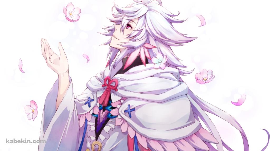 空から降る花に手をかざすマーリン / fate/grand orderの壁紙(1024px x 576px) 高画質 PC・デスクトップ用