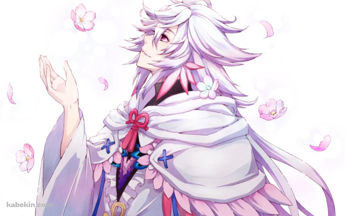空から降る花に手をかざすマーリン / fate/grand orderの壁紙(1152px x 720px) 高画質 PC・デスクトップ用