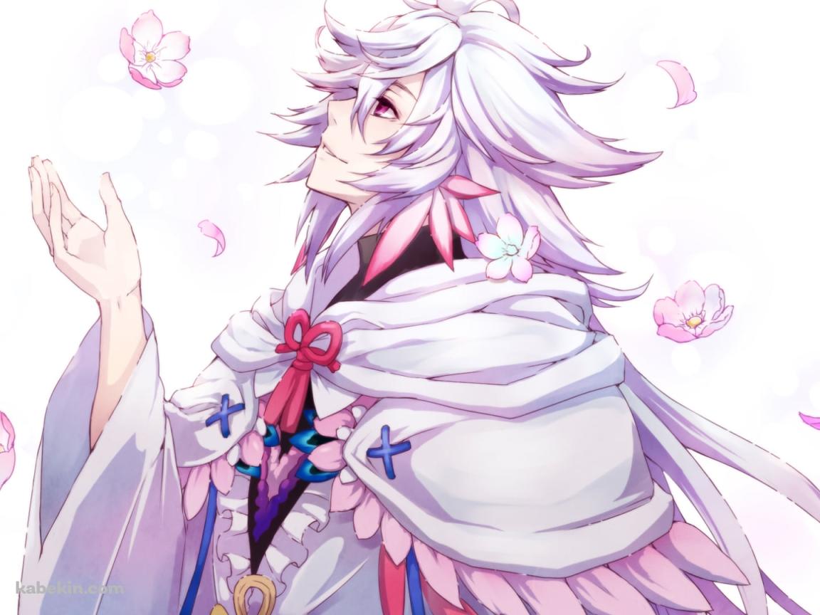 空から降る花に手をかざすマーリン / fate/grand orderの壁紙(1152px x 864px) 高画質 PC・デスクトップ用