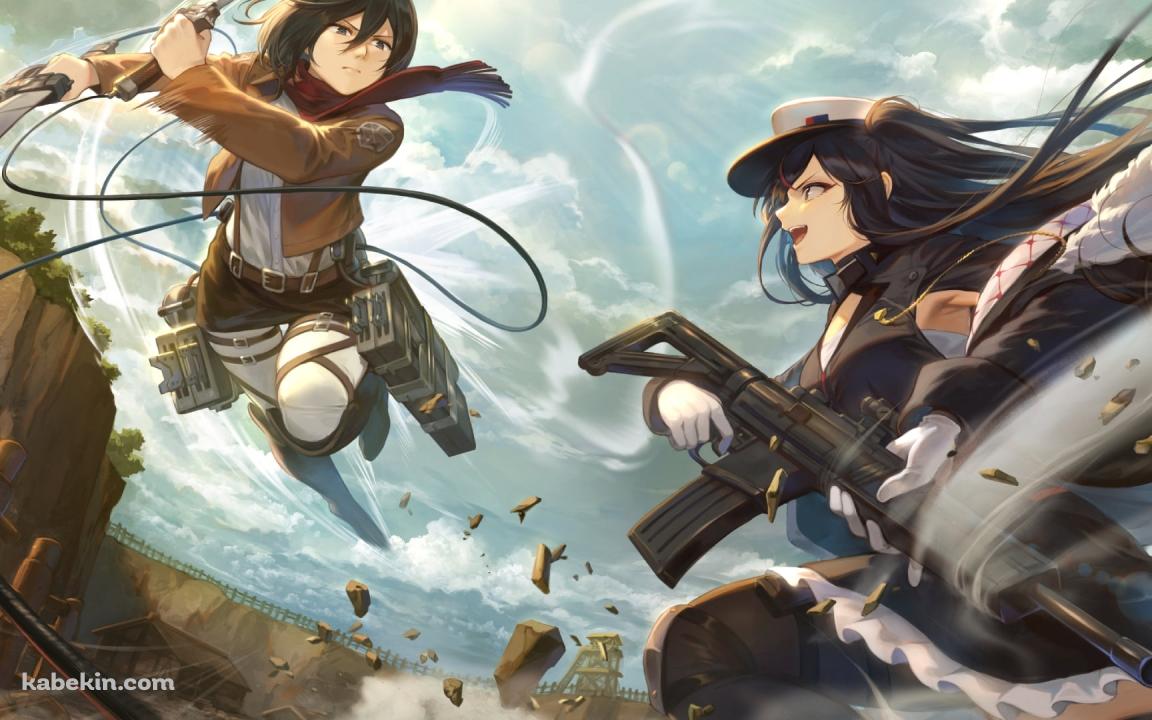 2刀流のかっこいいミカサ・アッカーマン / 戦闘 / 進撃の巨人の壁紙(1152px x 720px) 高画質 PC・デスクトップ用