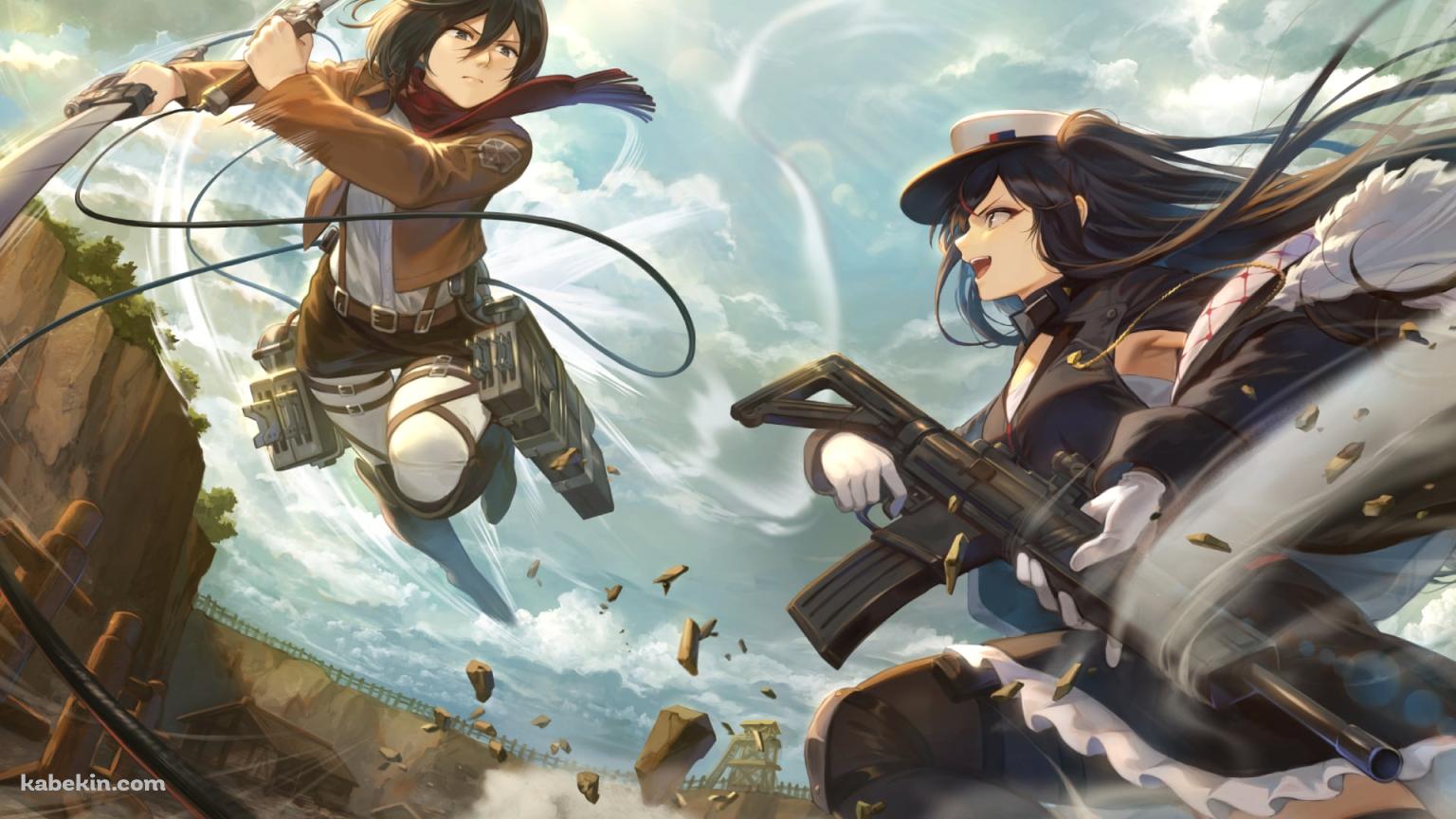 2刀流のかっこいいミカサ・アッカーマン / 戦闘 / 進撃の巨人の壁紙(1536px x 864px) 高画質 PC・デスクトップ用