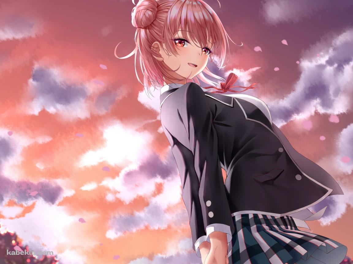 夕暮れ、後ろ手を組む由比ヶ浜結衣 / やはり俺の青春ラブコメはまちがっている。の壁紙(1152px x 864px) 高画質 PC・デスクトップ用