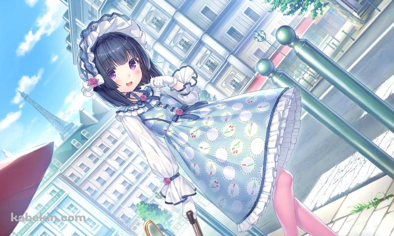 水色の洋服を着た可愛い水無月時雨 / ネコぱらの壁紙(800px x 480px) 高画質 PC・デスクトップ用