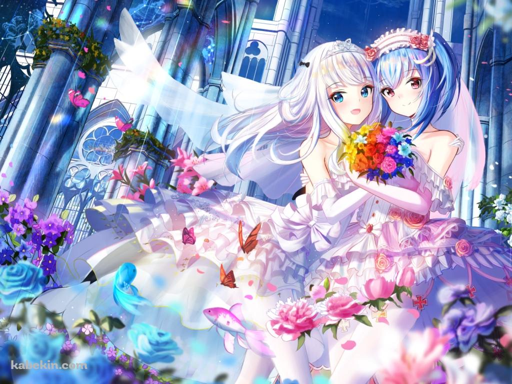 ウェディングドレスを着たプリンツ・オイゲン / 戦艦少女Rの壁紙(1024px x 768px) 高画質 PC・デスクトップ用