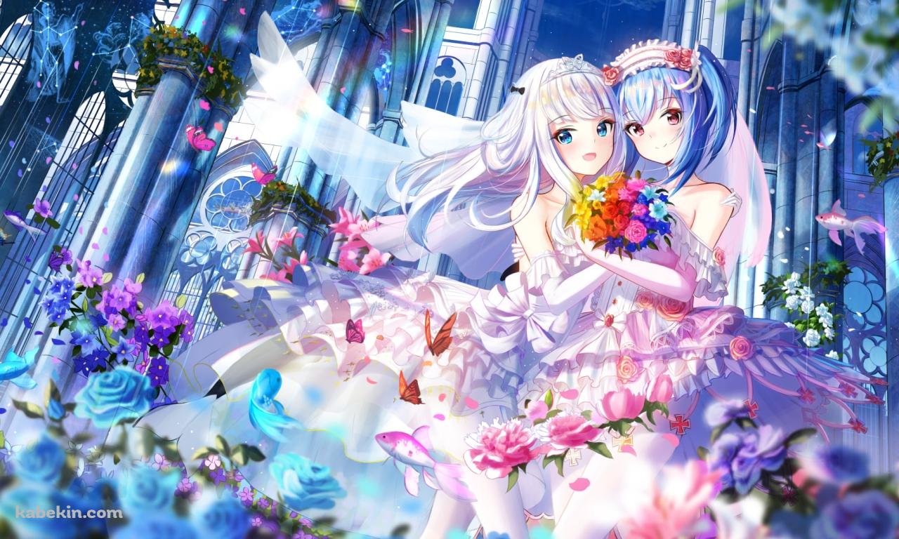 ウェディングドレスを着たプリンツ・オイゲン / 戦艦少女Rの壁紙(1280px x 768px) 高画質 PC・デスクトップ用