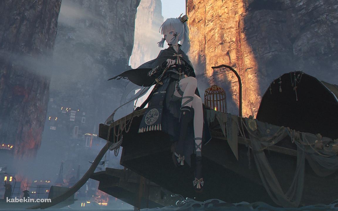 船に乗った神里綾華 / 原神の壁紙(1152px x 720px) 高画質 PC・デスクトップ用