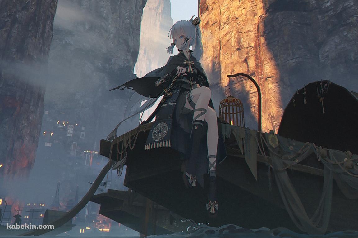 船に乗った神里綾華 / 原神の壁紙(1152px x 768px) 高画質 PC・デスクトップ用