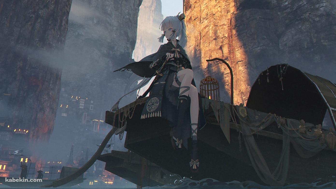 船に乗った神里綾華 / 原神の壁紙(1391px x 783px) 高画質 PC・デスクトップ用