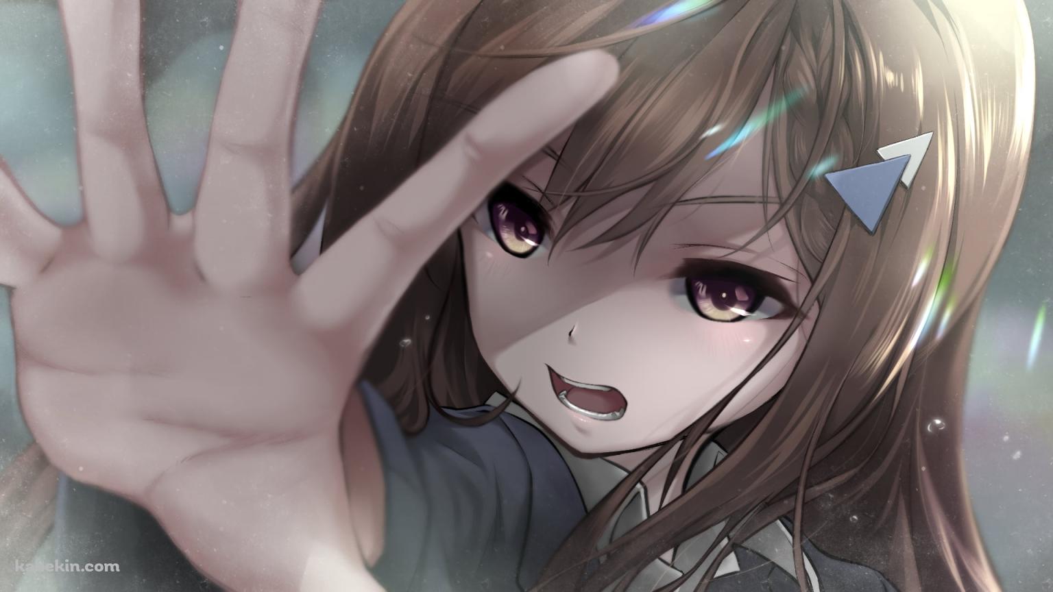 開いた右手をかざす道明寺ここあ / バーチャルYouTuber / Vtuberの壁紙(1536px x 864px) 高画質 PC・デスクトップ用
