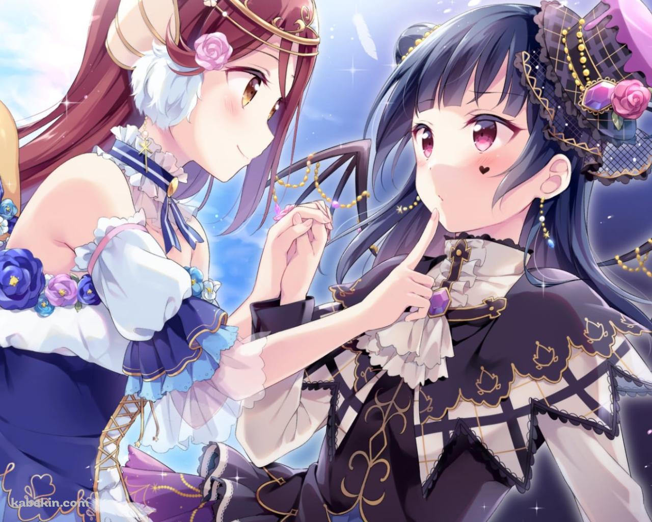 見つめ合う桜内梨子と津島善子 / ラブライブ!サンシャイン!!の壁紙(1280px x 1024px) 高画質 PC・デスクトップ用