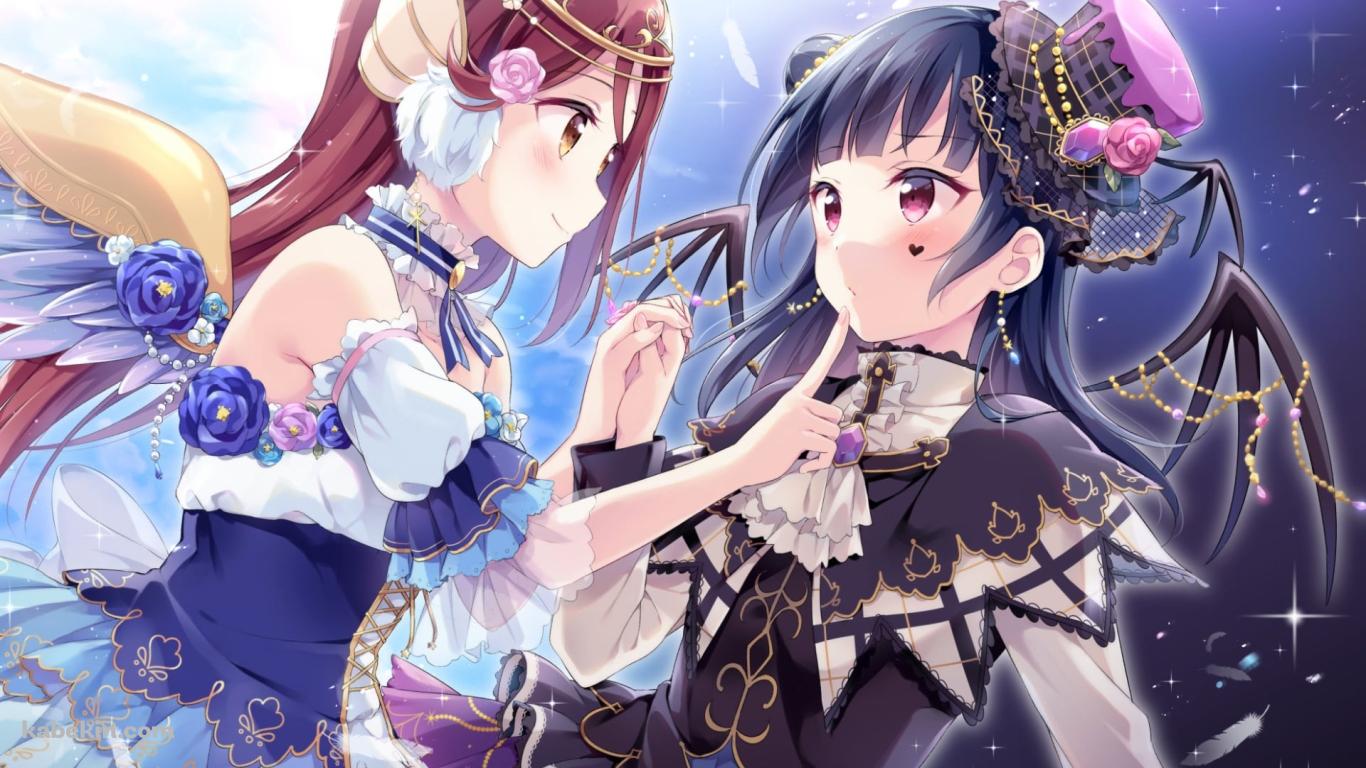 見つめ合う桜内梨子と津島善子 / ラブライブ!サンシャイン!!の壁紙(1366px x 768px) 高画質 PC・デスクトップ用